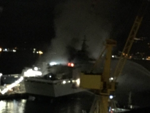 Incendio su una nave militare in Fincantieri