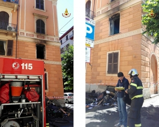 Appartamento in fiamme in Via Roma