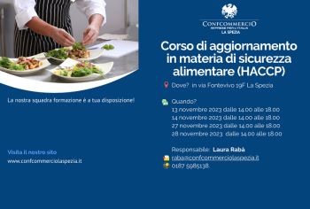 Aggiornamento corso HACCP in Confcommercio La Spezia