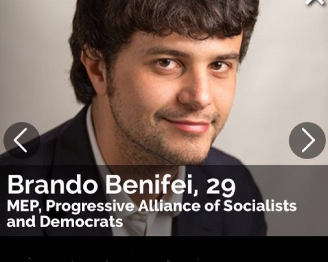 L&#039;europarlamentare Brando Benifei nella lista dei &quot;30 Under 30 Europe&quot; della politica stilata dalla rivista &quot;Forbes&quot;
